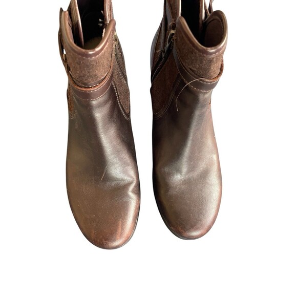 Ugg Emalie Waterproof Leather Wedge Ankle Boots Brown Size 8 Leather Shearling - Picture 3 of 11